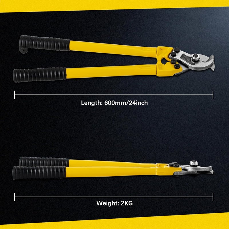 AUPREX 24 Inch Heavy Duty Cable Cutter, Carbon Steel Wire Rope Cutter for Aluminum and Copper Wire Rope, Multi-Functional Labor Saving Long Arm Wire Cutter Pliers with Ergonomic Design - Image 2